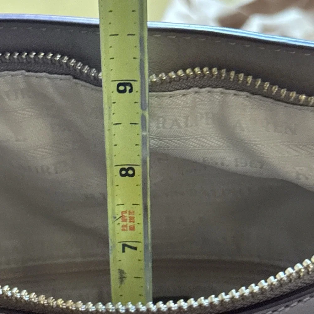 Lauren Ralph Lauren Bramfield Carlene Satchel Bag Beige Supple Leather‎ Gold HW